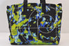 Authentic PRADA Weather Map Nylon Tessuto Leather Shoulder Tote Bag Black 0018J