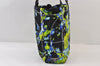 Authentic PRADA Weather Map Nylon Tessuto Leather Shoulder Tote Bag Black 0018J