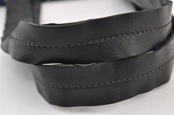 Authentic PRADA Weather Map Nylon Tessuto Leather Shoulder Tote Bag Black 0018J