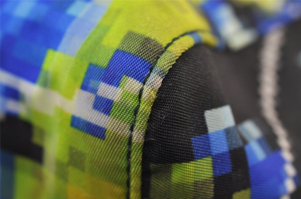 Authentic PRADA Weather Map Nylon Tessuto Leather Shoulder Tote Bag Black 0018J