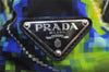 Authentic PRADA Weather Map Nylon Tessuto Leather Shoulder Tote Bag Black 0018J