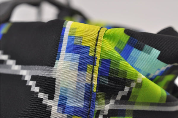 Authentic PRADA Weather Map Nylon Tessuto Leather Shoulder Tote Bag Black 0018J