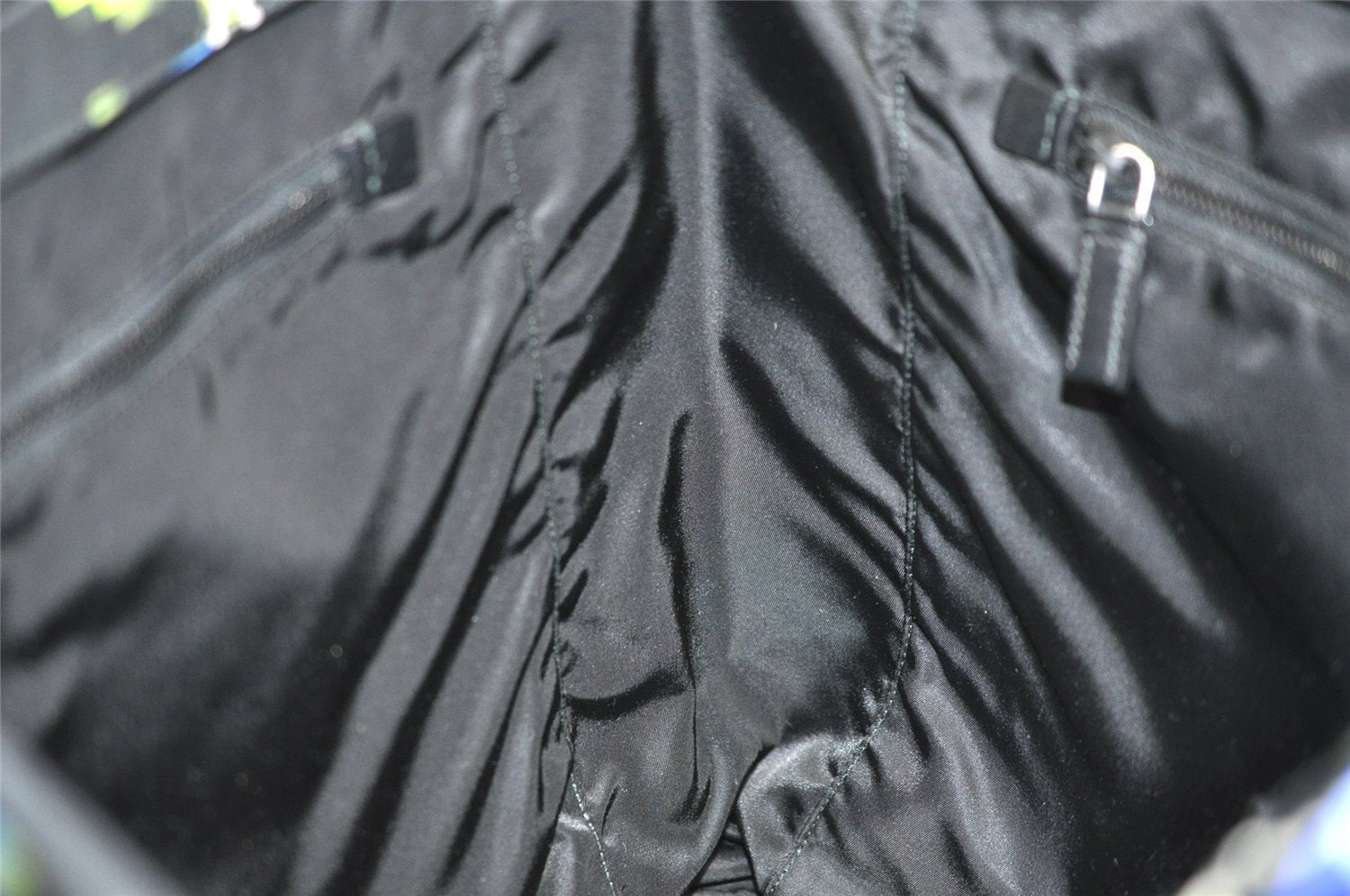 Authentic PRADA Weather Map Nylon Tessuto Leather Shoulder Tote Bag Black 0018J