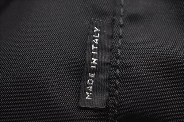Authentic PRADA Weather Map Nylon Tessuto Leather Shoulder Tote Bag Black 0018J