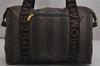 Authentic FENDI Vintage Pequin Hand Boston Bag PVC Leather Brown Black 0018K