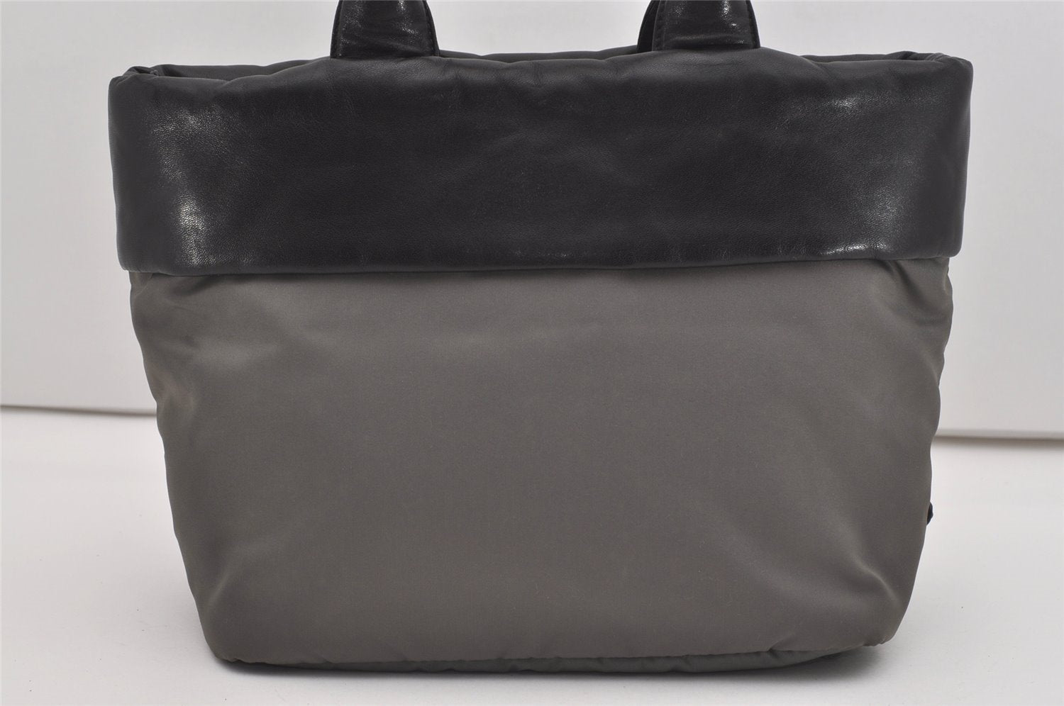 Authentic PRADA Vintage Nylon Tessuto Leather 2Way Shoulder Tote Bag Gray 0019J