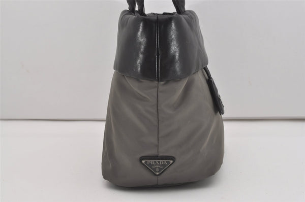 Authentic PRADA Vintage Nylon Tessuto Leather 2Way Shoulder Tote Bag Gray 0019J