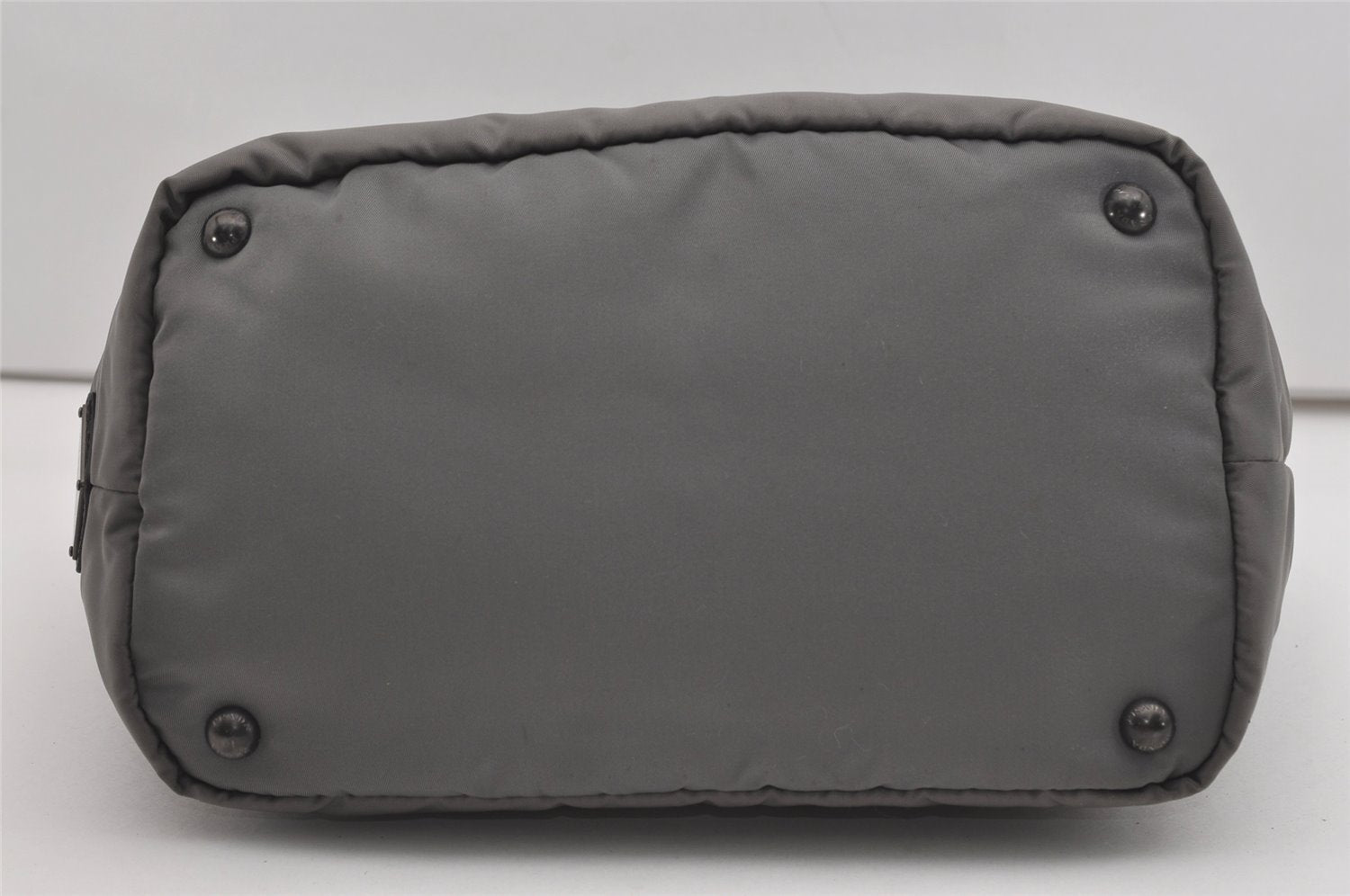 Authentic PRADA Vintage Nylon Tessuto Leather 2Way Shoulder Tote Bag Gray 0019J
