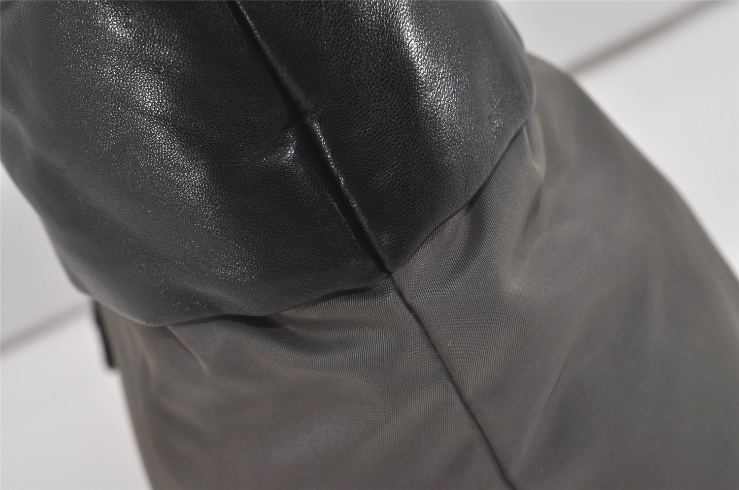 Authentic PRADA Vintage Nylon Tessuto Leather 2Way Shoulder Tote Bag Gray 0019J