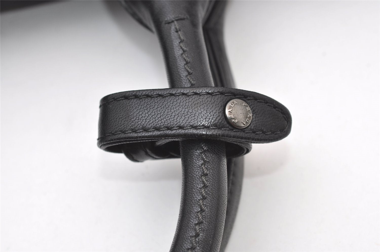 Authentic PRADA Vintage Nylon Tessuto Leather 2Way Shoulder Tote Bag Gray 0019J