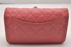 Authentic CHANEL Calf Skin Matelasse Chain Wallet Shoulder Cross Bag Pink 0020J