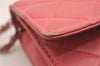 Authentic CHANEL Calf Skin Matelasse Chain Wallet Shoulder Cross Bag Pink 0020J