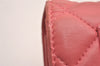 Authentic CHANEL Calf Skin Matelasse Chain Wallet Shoulder Cross Bag Pink 0020J