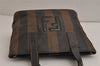 Authentic FENDI Pequin 2Way Hand Tote Bag PVC Leather Brown Black 0020K