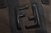 Authentic FENDI Pequin 2Way Hand Tote Bag PVC Leather Brown Black 0020K