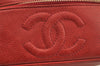 Authentic CHANEL Caviar Skin Vanity Cosmetic Hand Bag Purse Red CC 0021J