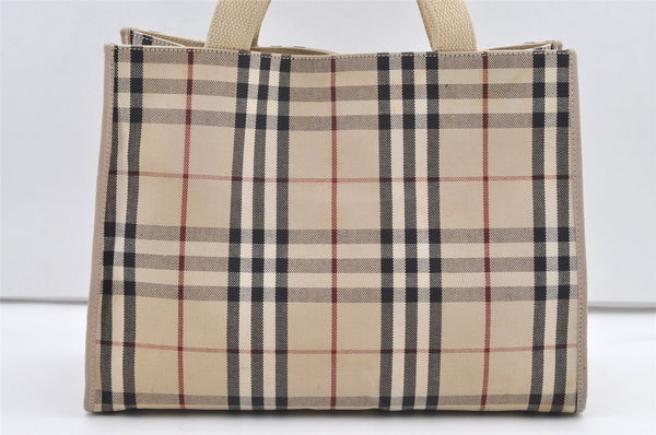 Authentic BURBERRY Vintage Nova Check Canvas Leather Tote Hand Bag Beige 0021K