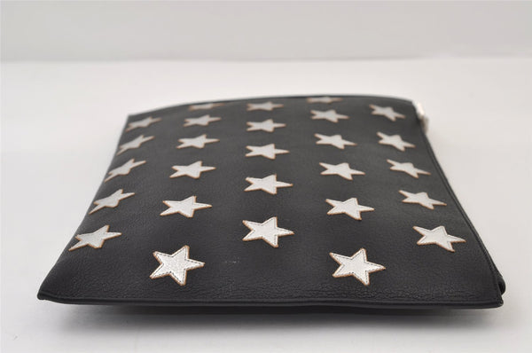 Authentic SAINT LAURENT Star Clutch Bag Pouch Leather 397295 Black YSL 0022J