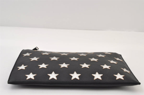 Authentic SAINT LAURENT Star Clutch Bag Pouch Leather 397295 Black YSL 0022J