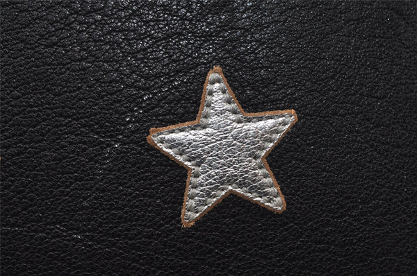 Authentic SAINT LAURENT Star Clutch Bag Pouch Leather 397295 Black YSL 0022J