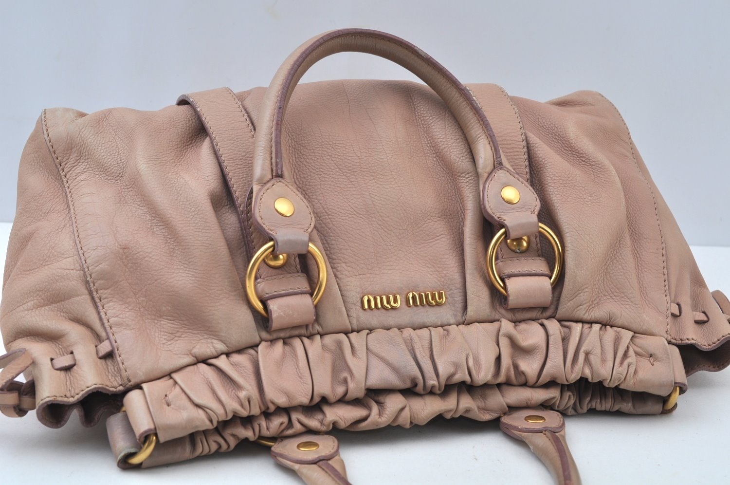 Authentic MIU MIU Vintage Leather 2Way Shoulder Hand Bag Pink 0023J