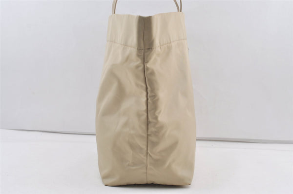 Authentic PRADA Vela Nylon Tessuto Leather Shoulder Tote Bag 1BG107 Beige 0024K