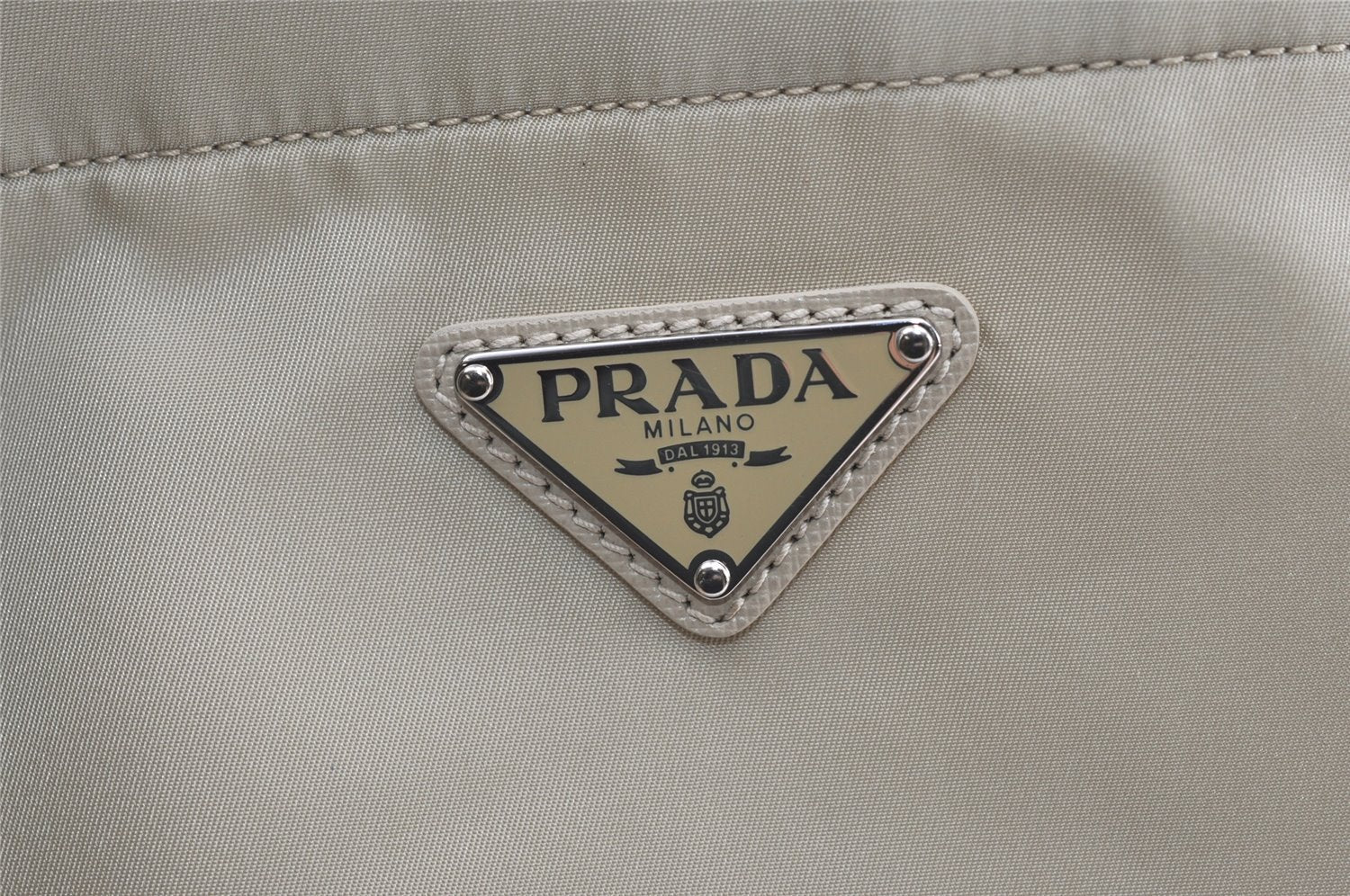 Authentic PRADA Vela Nylon Tessuto Leather Shoulder Tote Bag 1BG107 Beige 0024K