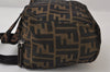 Authentic FENDI Vintage Zucca Hand Bag Purse Nylon Leather Brown 0026J