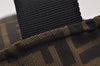 Authentic FENDI Vintage Zucca Hand Bag Purse Nylon Leather Brown 0026J