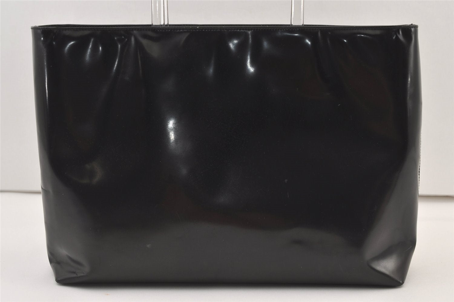 Authentic PRADA Vintage Leather Plastic Hand Bag Black 0027K