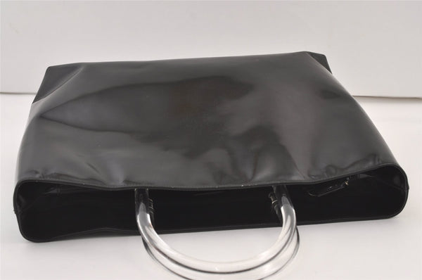 Authentic PRADA Vintage Leather Plastic Hand Bag Black 0027K