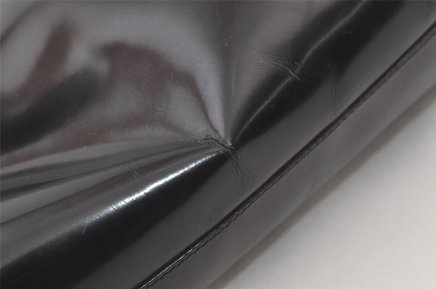 Authentic PRADA Vintage Leather Plastic Hand Bag Black 0027K