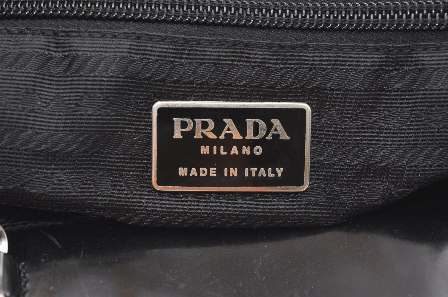 Authentic PRADA Vintage Leather Plastic Hand Bag Black 0027K