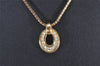 Authentic Christian Dior Gold Tone Chain Rhinestone Pendant Necklace CD 0028J