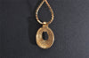 Authentic Christian Dior Gold Tone Chain Rhinestone Pendant Necklace CD 0028J