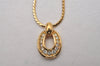 Authentic Christian Dior Gold Tone Chain Rhinestone Pendant Necklace CD 0028J