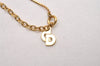 Authentic Christian Dior Gold Tone Chain Rhinestone Pendant Necklace CD 0028J