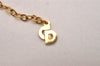 Authentic Christian Dior Gold Tone Chain Rhinestone Pendant Necklace CD 0028J