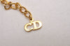 Authentic Christian Dior Gold Tone Chain Rhinestone Pendant Necklace CD 0029J