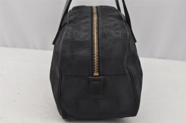 Authentic CHANEL New Travel Line Shoulder Hand Bag Nylon Leather Black 0033J