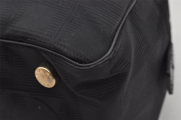 Authentic CHANEL New Travel Line Shoulder Hand Bag Nylon Leather Black 0033J