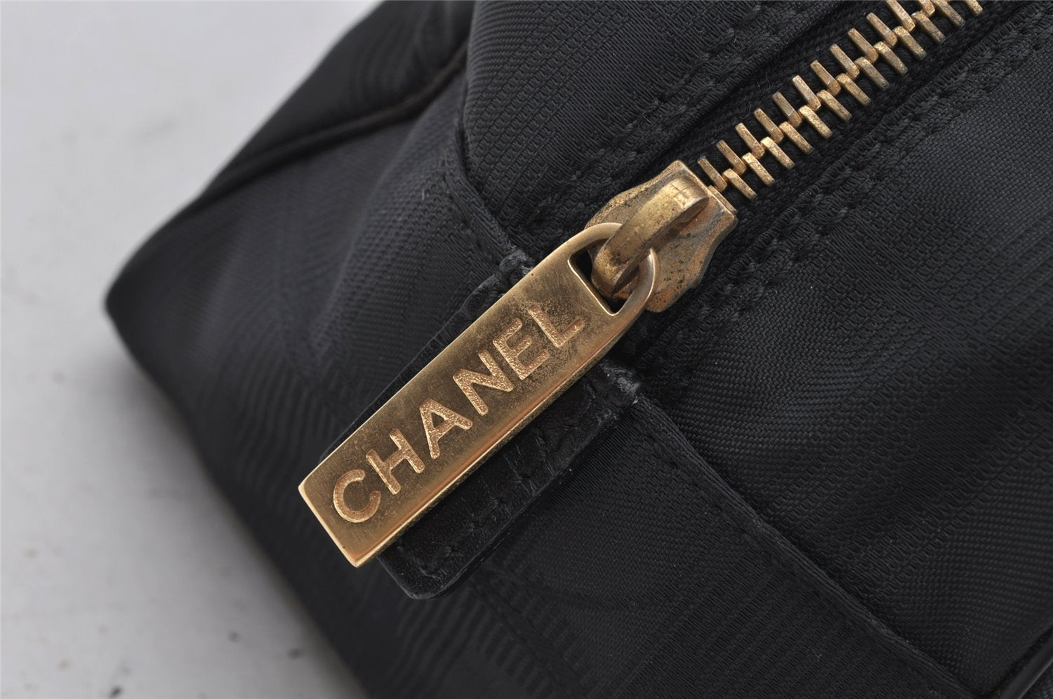 Authentic CHANEL New Travel Line Shoulder Hand Bag Nylon Leather Black 0033J