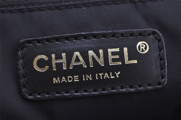 Authentic CHANEL New Travel Line Shoulder Hand Bag Nylon Leather Black 0033J