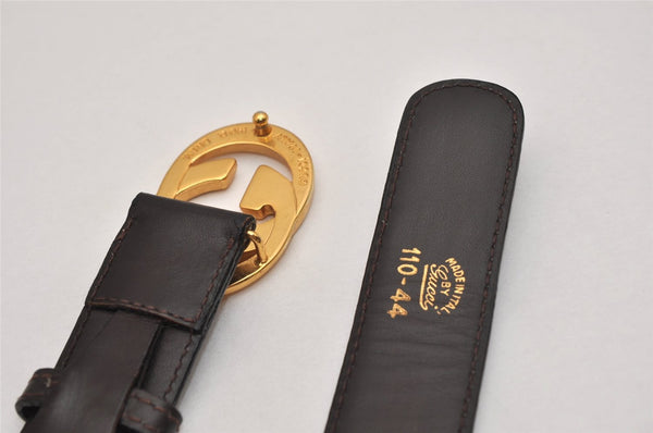 Authentic GUCCI Vintage Belt Leather Size 110cm 43.3" Brown 0034K