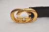 Authentic GUCCI Vintage Belt Leather Size 110cm 43.3" Brown 0034K
