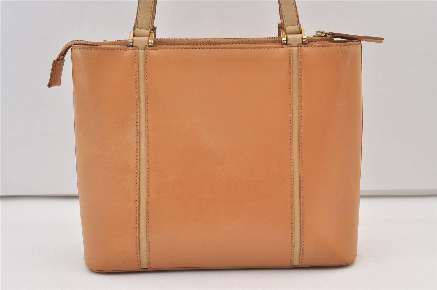 Authentic BURBERRY Vintage Leather Shoulder Tote Bag Orange Beige 0035K