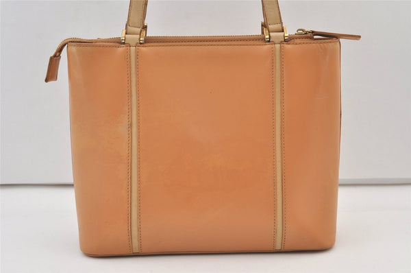 Authentic BURBERRY Vintage Leather Shoulder Tote Bag Orange Beige 0035K