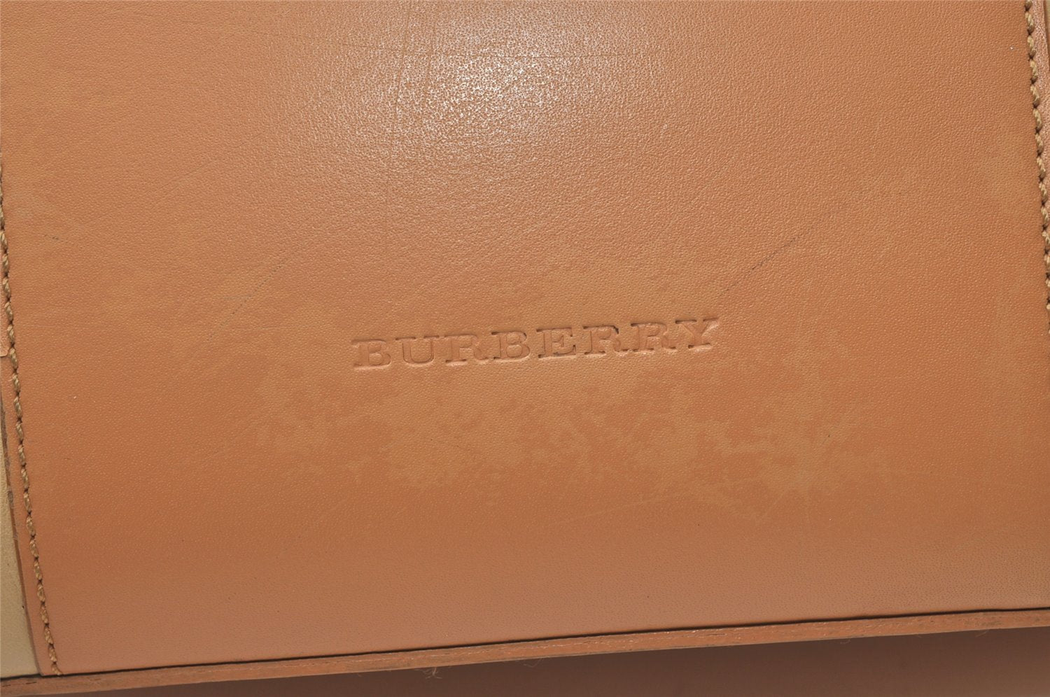 Authentic BURBERRY Vintage Leather Shoulder Tote Bag Orange Beige 0035K