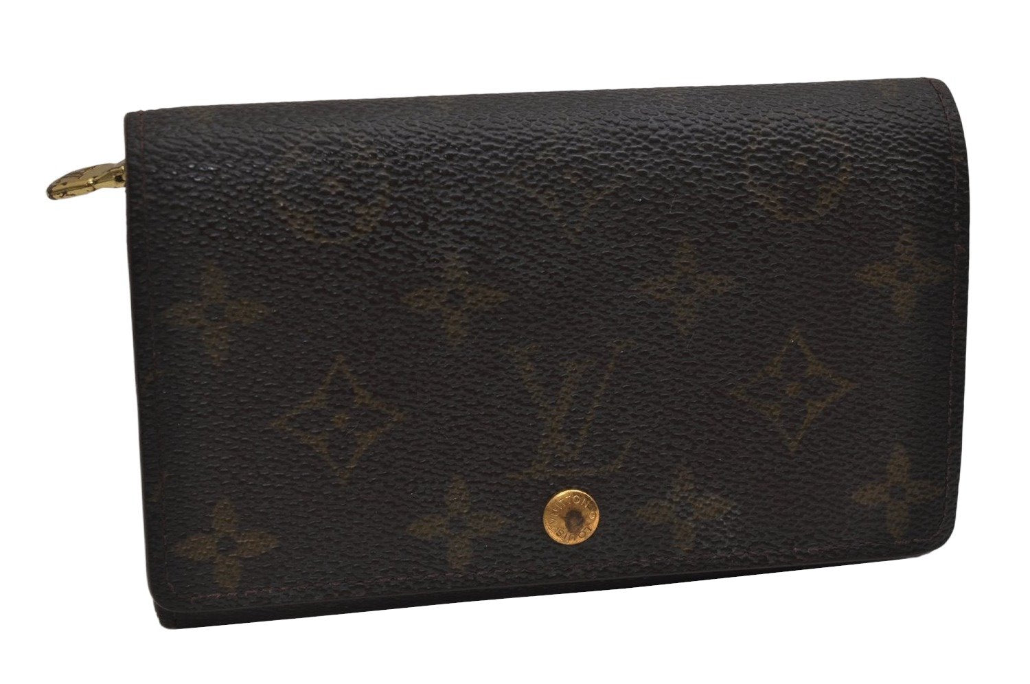 Auth Louis Vuitton Monogram Porte Monnaie Billets Tresor Wallet M61730 LV 0038K