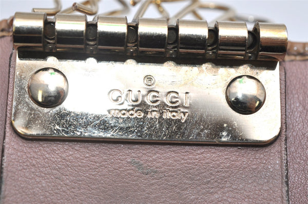 Authentic GUCCI Micro Guccissima 6 Key Case Holder GG Enamel 309759 Beige 0039K